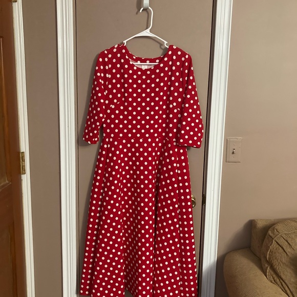 Red Polka Dot “Grace” Dress Size Large - Picture 3 of 5